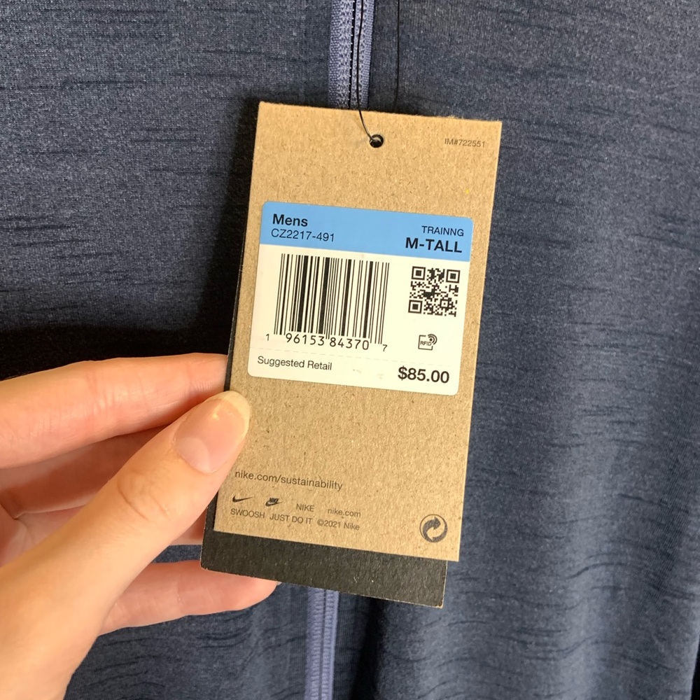 Nike Yoga Men’s Navy Blue Lightweight Zip Up Jacket Medium New - Picture 12 of 12